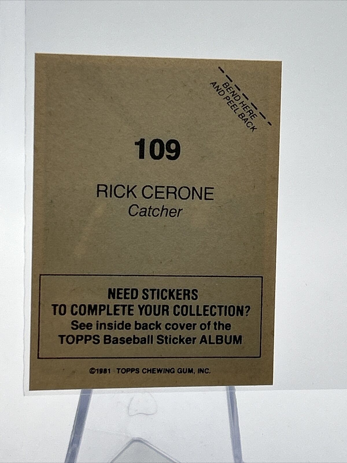 1981 Topps Stickers Rick Cerone Baseball Card #109 NM-Mint FREE SHIPPING