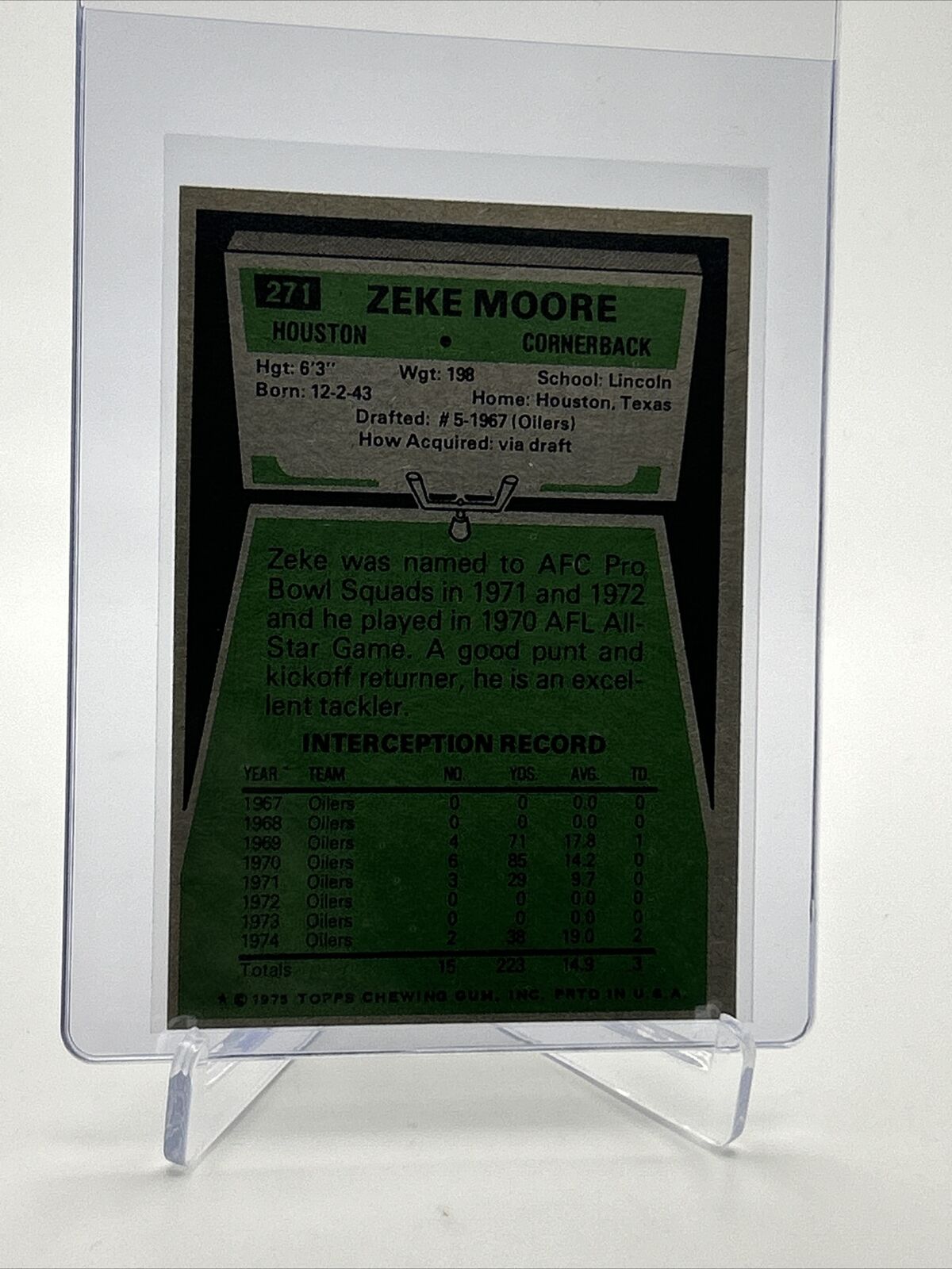 1975 Topps Zeke Moore Football Card #271 NM Quality FREE SHIPPING