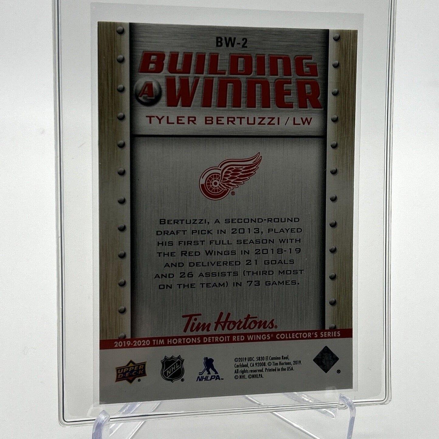 2019-20 Upper Deck Tim Hortons Tyler Bertuzz Hockey Card #BW2 Mint FREE SHIPPING