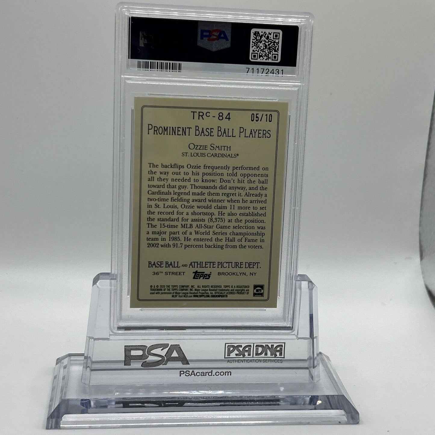 2020 Topps Turkey Red CHROME GREEN Ozzie Smith Baseball Card #TRC84 PSA 10 POP 1
