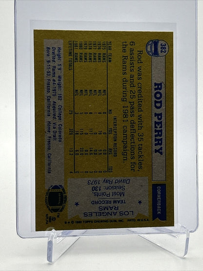 1982 Topps Rod Perry Football Card #382 NM-MT FREE SHIPPING
