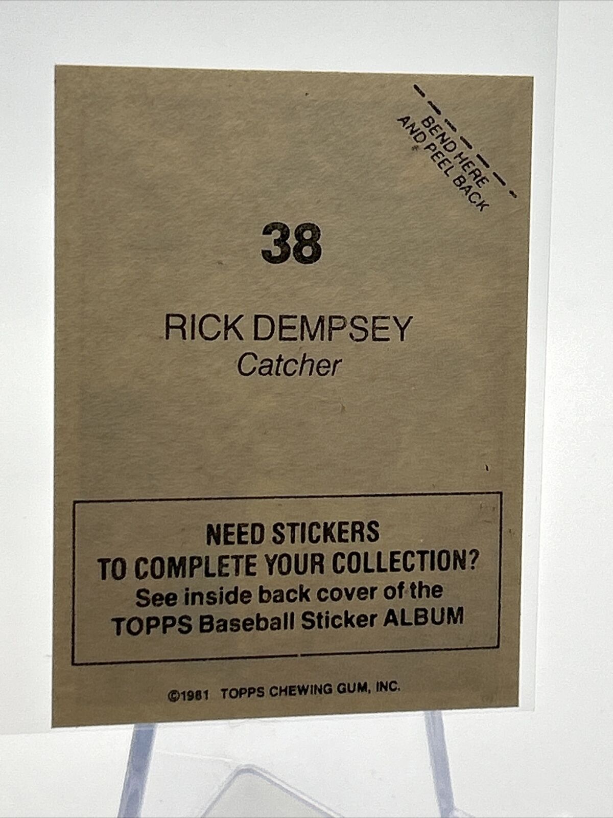 1981 Topps Stickers Rick Dempsey Baseball Card #38 NM-Mint FREE SHIPPING