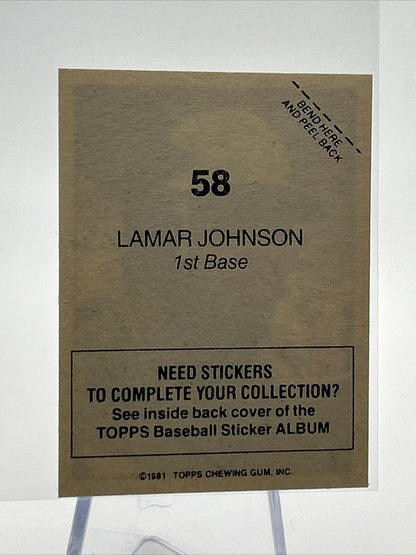 1981 Topps Stickers Lamar Johnson Baseball Card #58 NM-Mint FREE SHIPPING