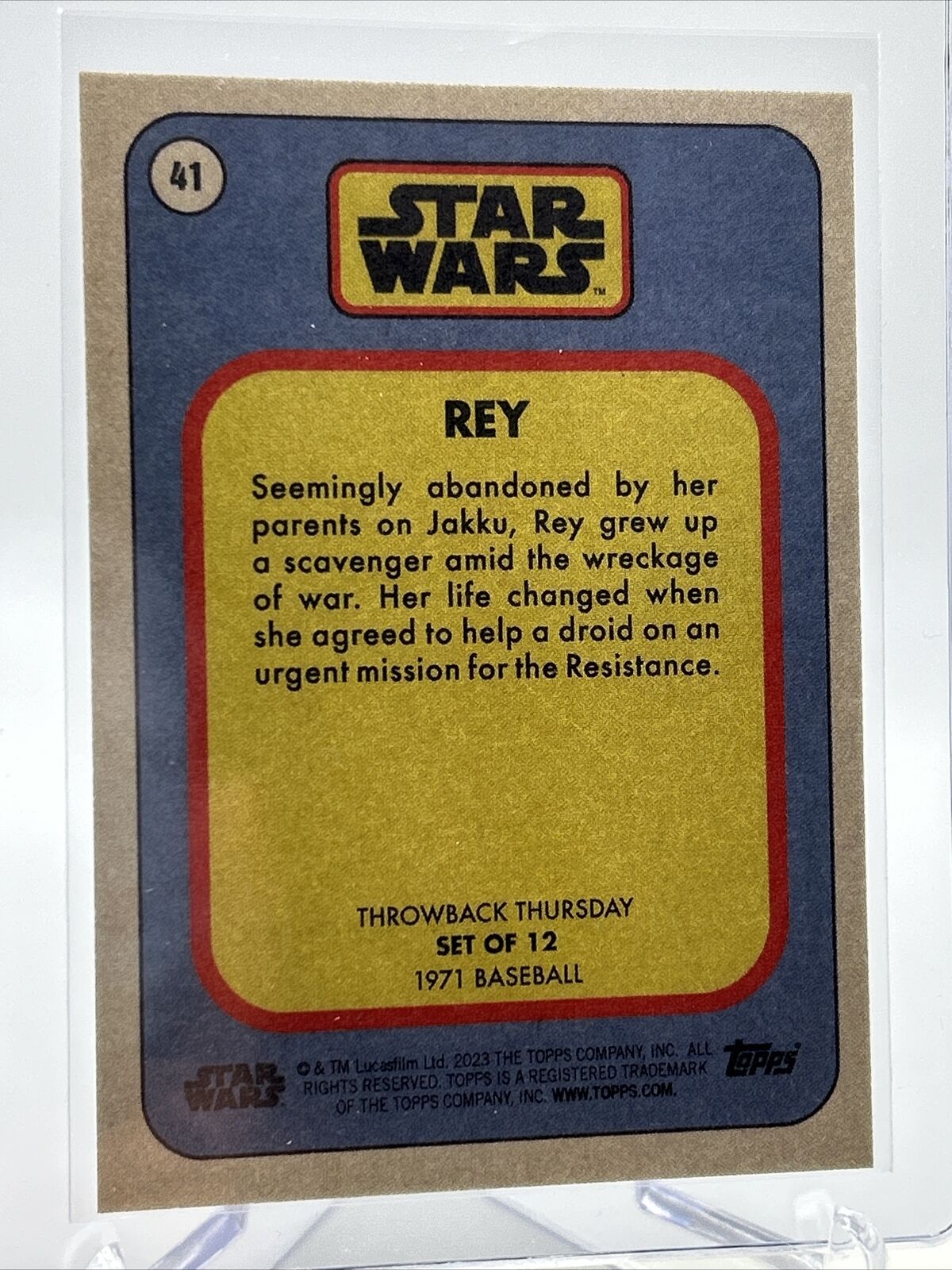 2023 Topps Star Wars Throwback Thursday Rey #41 Mint FREE SHIPPING