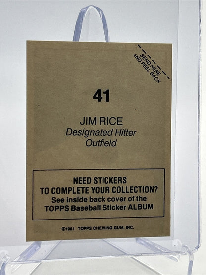 1981 Topps Stickers Jim Rice Baseball Card #41 NM-Mint FREE SHIPPING