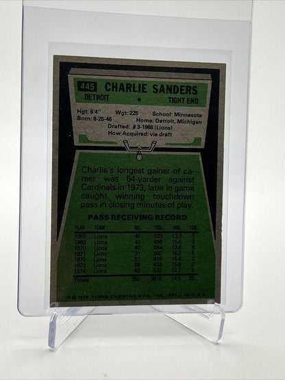 1975 Topps Charlie Sanders Football Card #445 NM Quality FREE SHIPPING