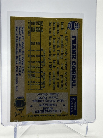 1982 Topps Frank Corral Football Card #370 NM-MT FREE SHIPPING