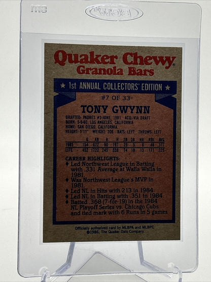 1986 Topps Quaker Tony Gwynn Baseball Card #7 NM-Mint FREE SHIPPING