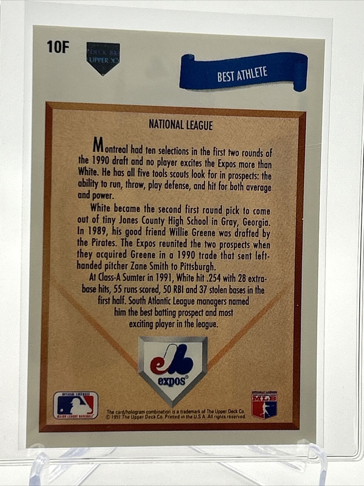 1991 Upper Deck Final Edition Rondell White Rookie Card #10F Mint FREE SHIPPING