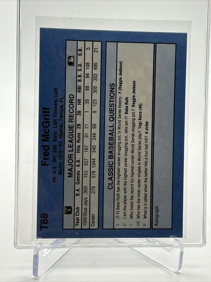 1991 Classic Fred McGriff Baseball Card #T88 Mint FREE SHIPPING
