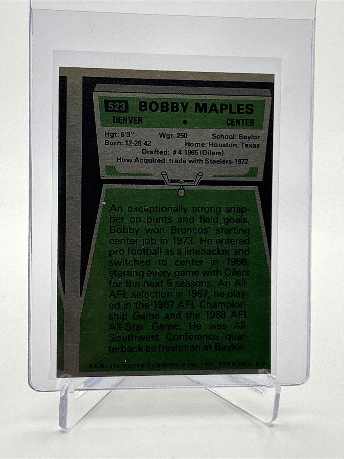1975 Topps Bobby Maples Football Card #523 NM Quality FREE SHIPPING