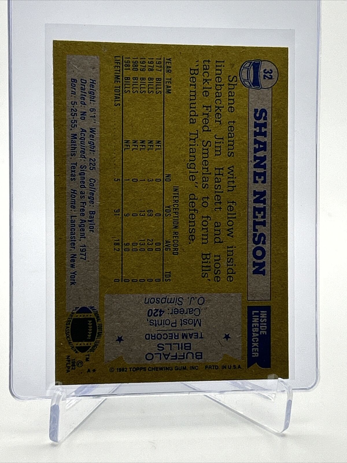 1982 Topps Shane Nelson Rookie Football Card #32 NM-MT FREE SHIPPING