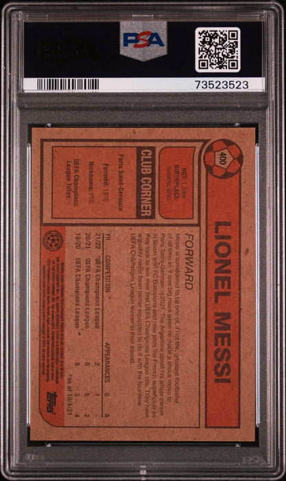 2021 Topps Living UCL UEFA Champions League Lionel Messi #400 PSA 10