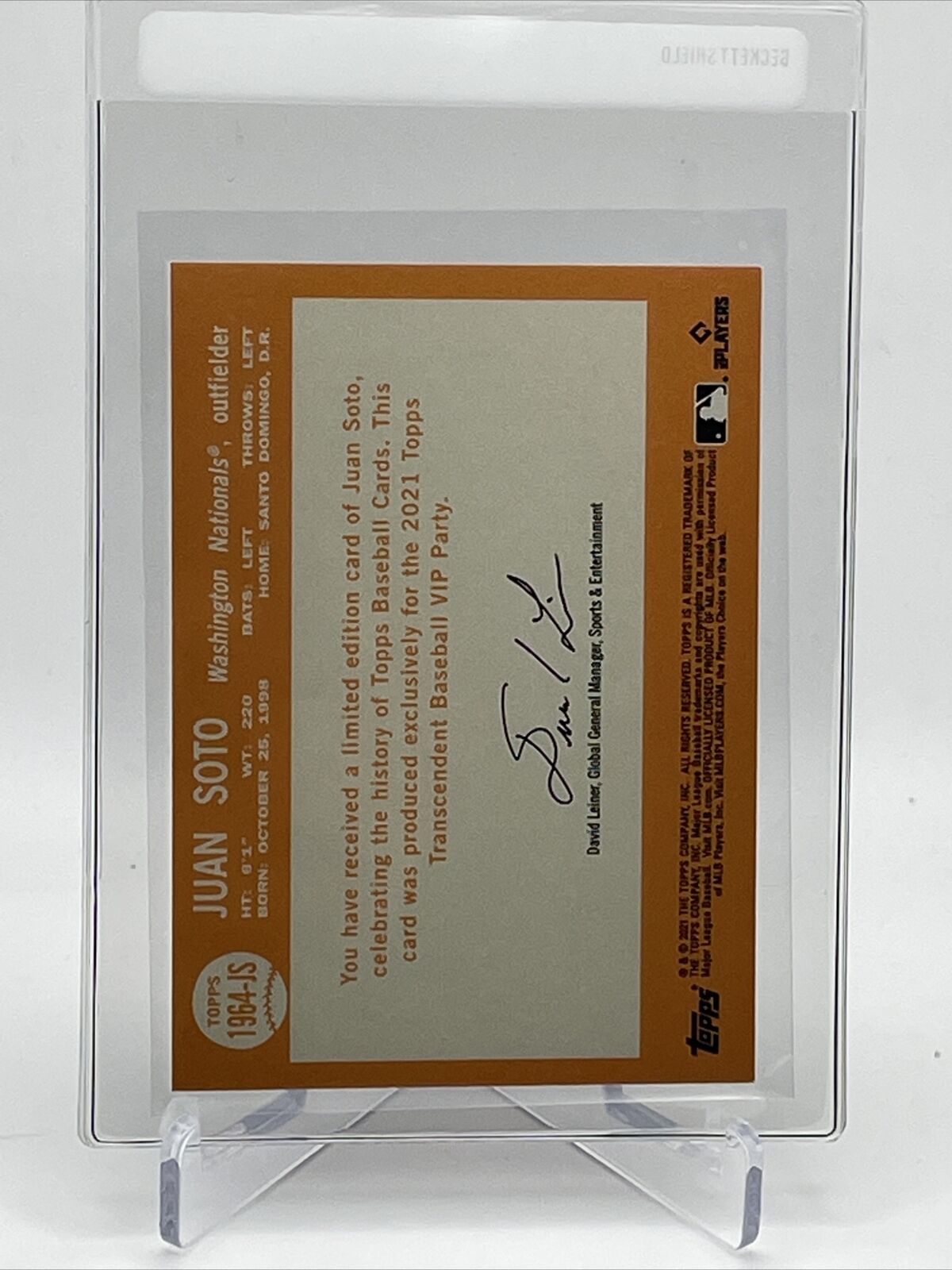 2021 Topps Transcendent Juan Soto Baseball Card #1964-JS 35/95 1964 Topps