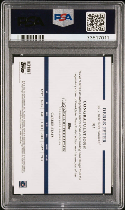2022 Topps x Derek Jeter 22 Years of Topps FOILBOARD Derek Jeter Card #DJ3 PSA 9