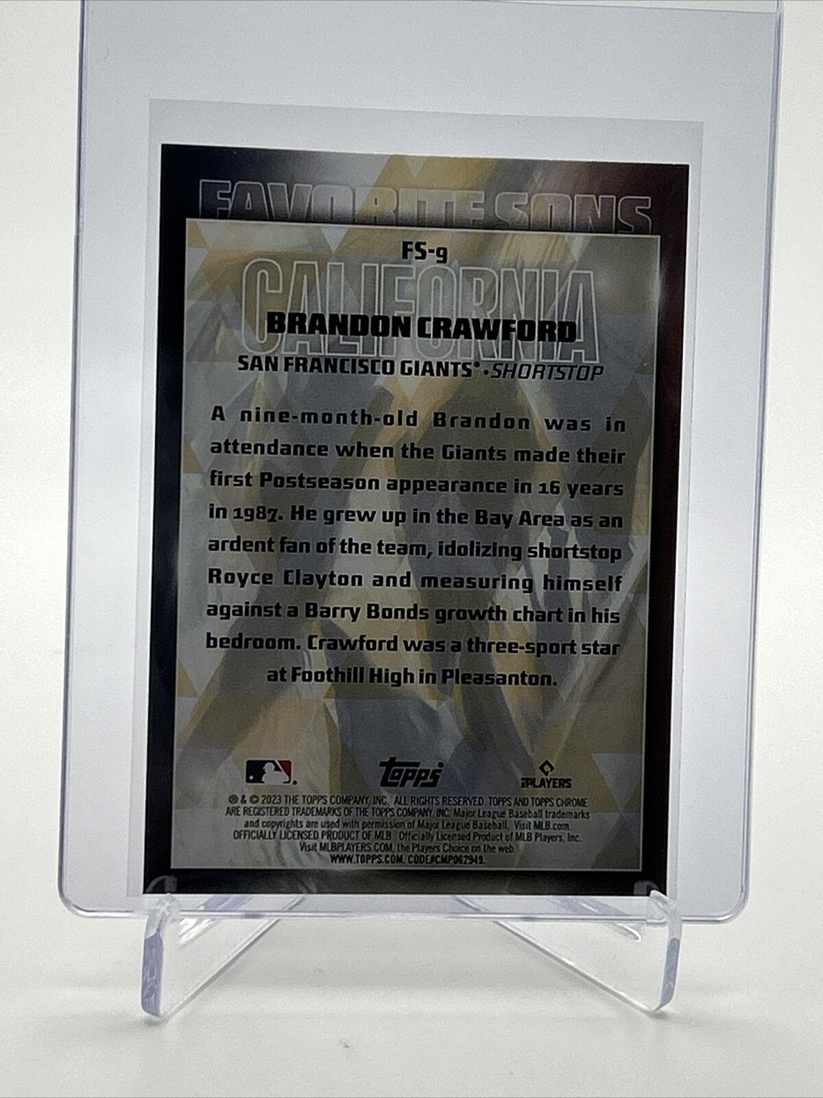 2023 Topps Favorite Sons Brandon Crawford Baseball Card #FS-9 FREE SHIPPING