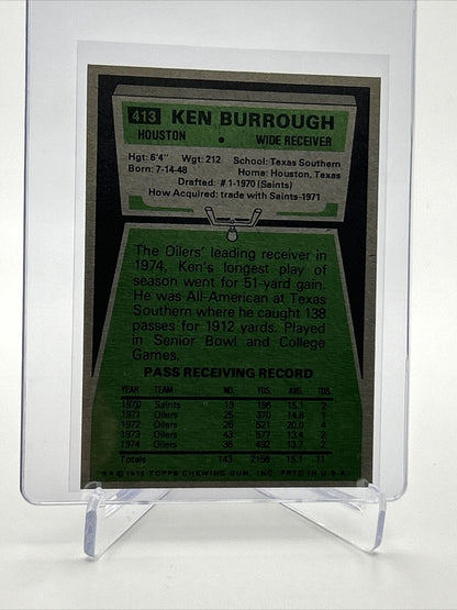 1975 Topps Ken Burrough Football Card #413 NM Quality FREE SHIPPING