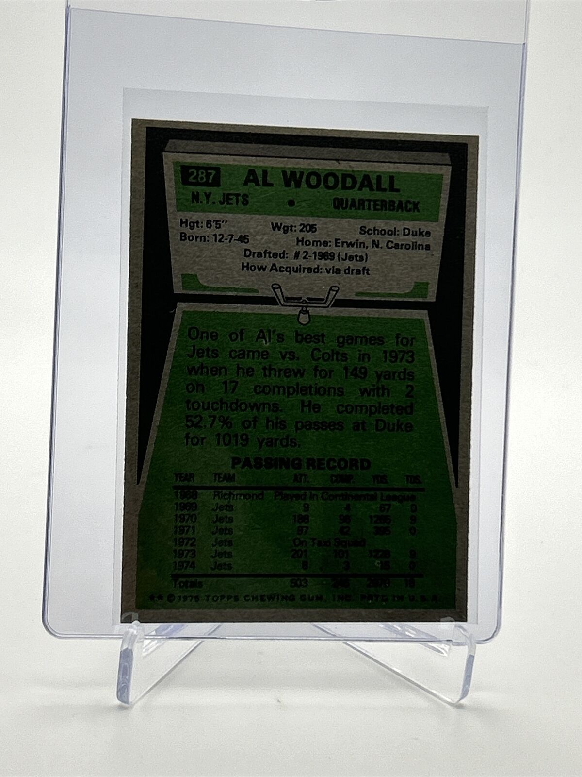 1975 Topps Al Woodall Football Card #287 NM Quality FREE SHIPPING