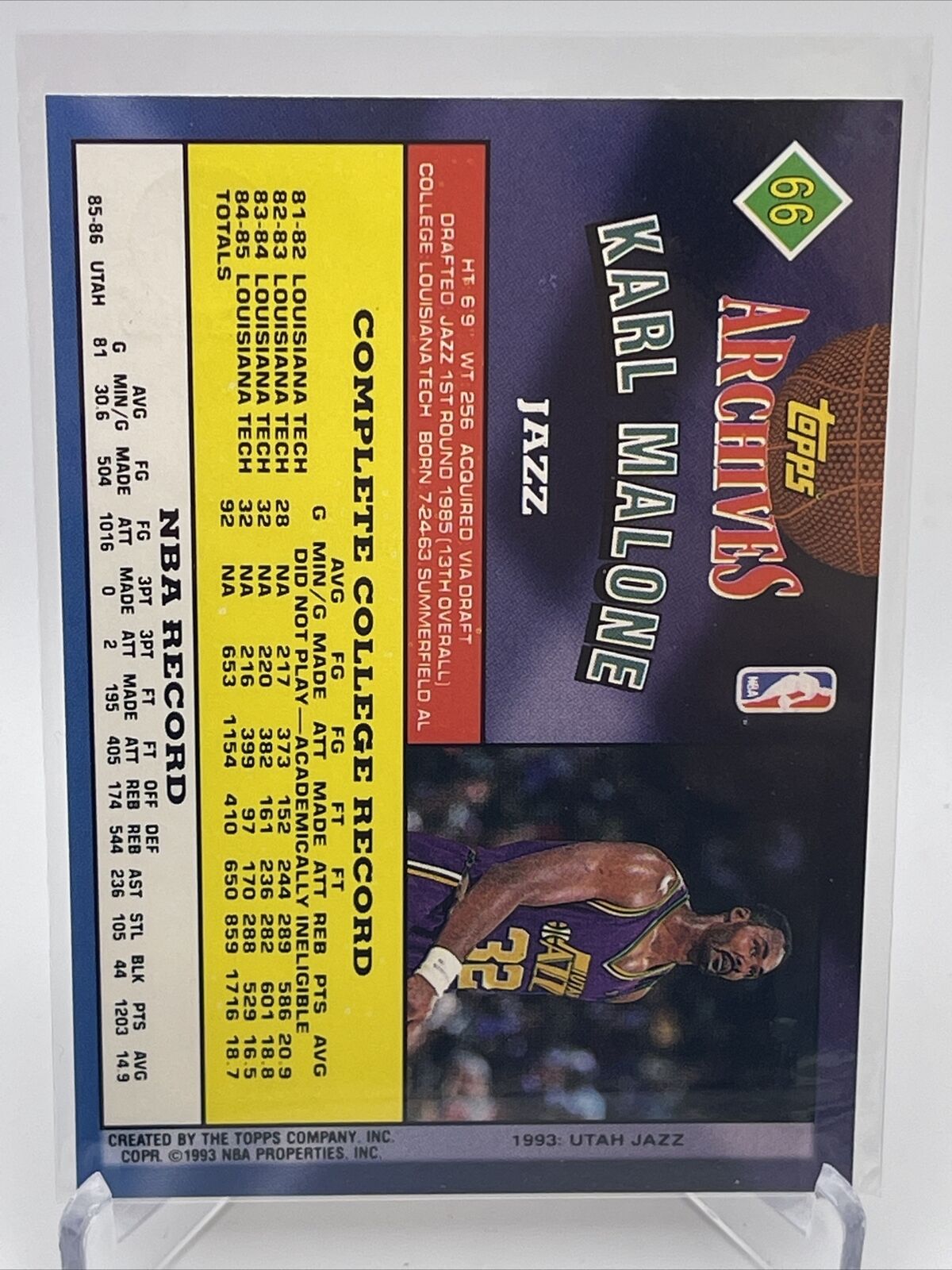 1992-93 Topps Archives GOLD Karl Malone Card #66 Mint FREE SHIPPING
