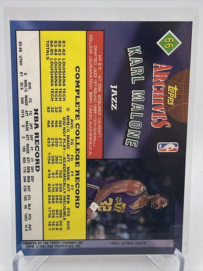 1992-93 Topps Archives GOLD Karl Malone Card #66 Mint FREE SHIPPING