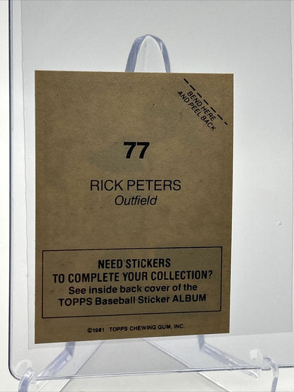 1981 Topps Stickers Rick Peters Baseball Card #77 NM-Mint FREE SHIPPING