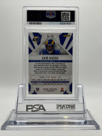 2020 Panini Phoenix Fire Burst Cam Akers Rookie Football Card #124 PSA 10
