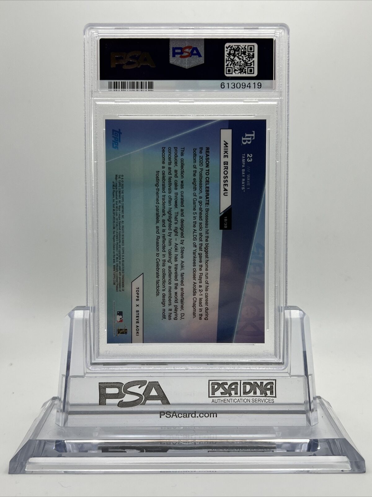 2020 Topps X Steve Aoki Mike Brosseau Rookie Baseball Card #23 PSA 10