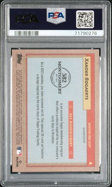 2022 Topps 582 Montgomery Club Set 2 Xander Bogaerts Baseball Card #4 PSA 10