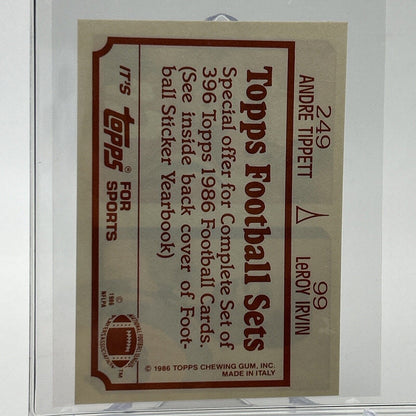 1986 Topps LeRoy Irvin/Andre Tippett Sticker Card #99/249 NM-MT FREE SHIPPING