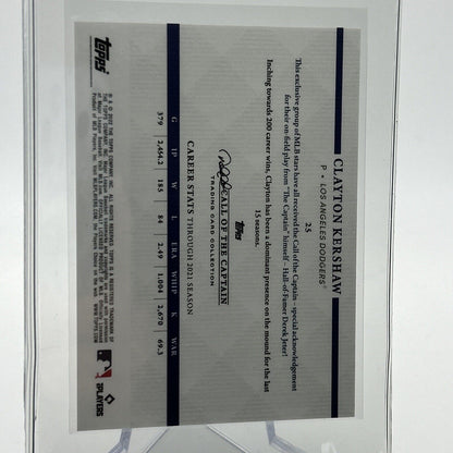 2022 Topps x Derek Jeter Clayton Kershaw Card #25 Mint FREE SHIPPING