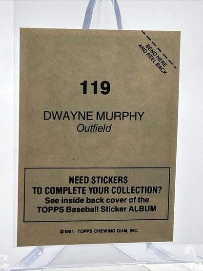 1981 Topps Stickers Dwayne Murphy Baseball Card #119 NM-Mint FREE SHIPPING