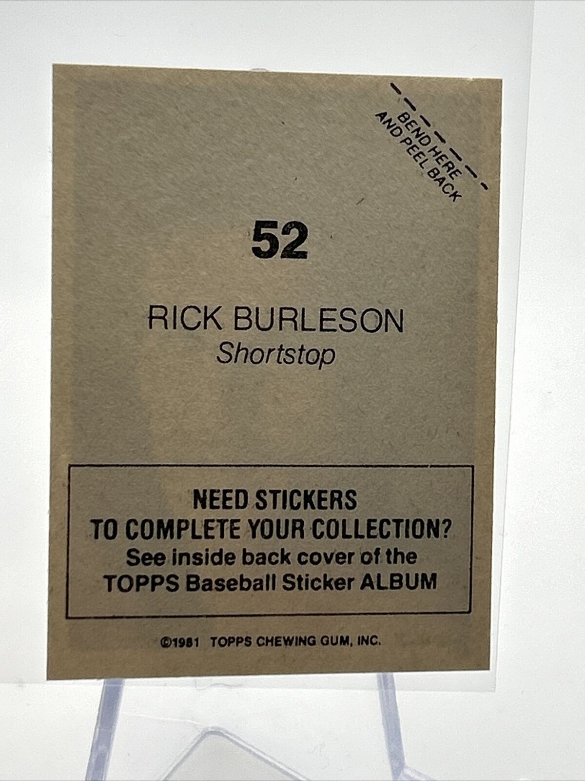 1981 Topps Stickers Rick Burleson Baseball Card #52 NM-Mint FREE SHIPPING
