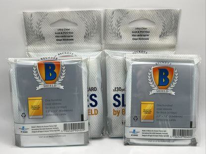 Beckett Shield Soft Card THICK Sleeves 4 Packs of 100 Sleeves for 130pt Cards