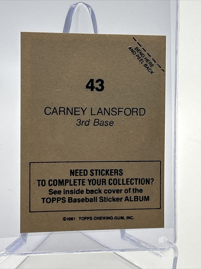 1981 Topps Stickers Carney Lansford Baseball Card #43 NM-Mint FREE SHIPPING