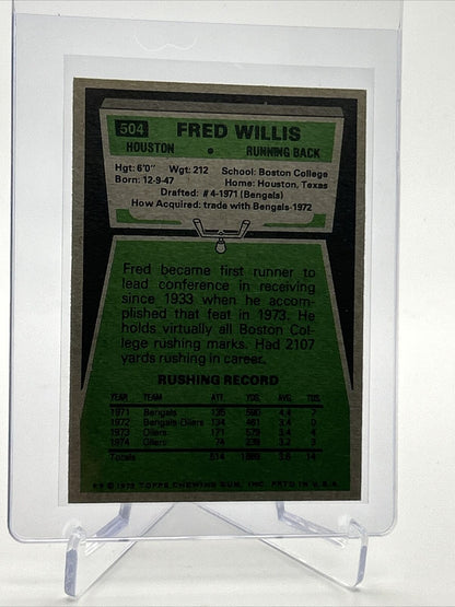 1975 Topps Fred Willis Football Card #504 NM Quality FREE SHIPPING