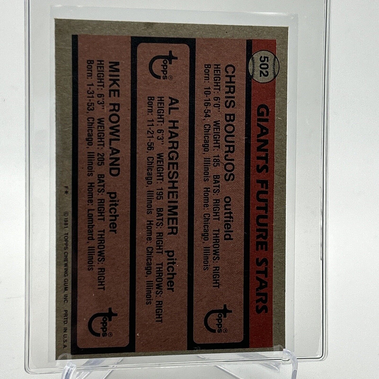 1981 Topps Giants Future Stars Rookie Baseball Card #502 NM-Mint FREE SHIPPING