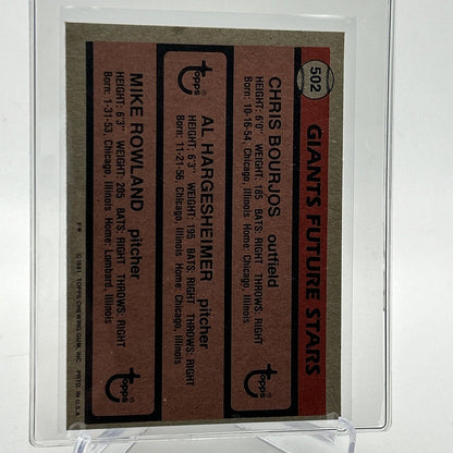 1981 Topps Giants Future Stars Rookie Baseball Card #502 NM-Mint FREE SHIPPING