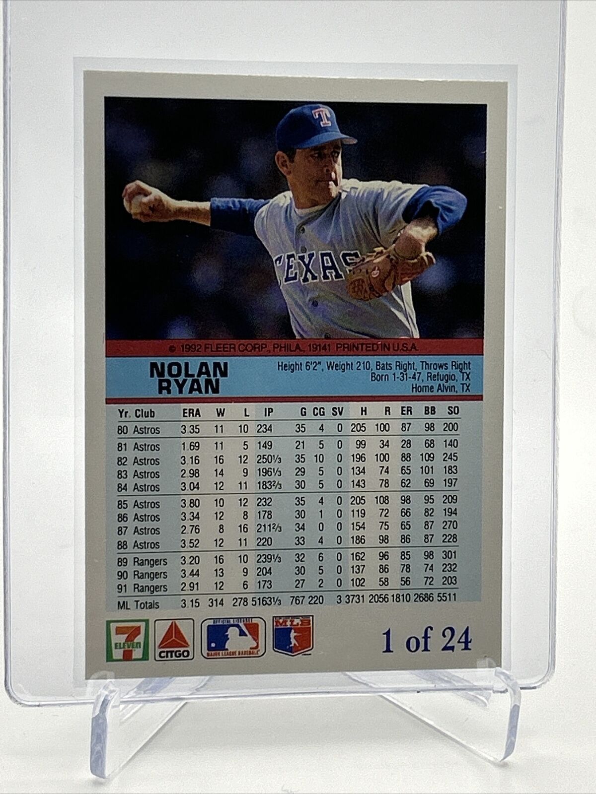 1992 Fleer The Performer Nolan Ryan Baseball Card #1 Mint FREE SHIPPING