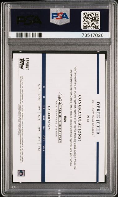2022 Topps x Derek Jeter 22 Years of Topps FOILBOARD Derek Jeter Card DJ12 PSA 8