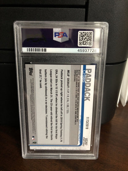 2019 Topps Update GOLD Chris Paddack Rookie Baseball Card #US207 PSA 8 NM-MT