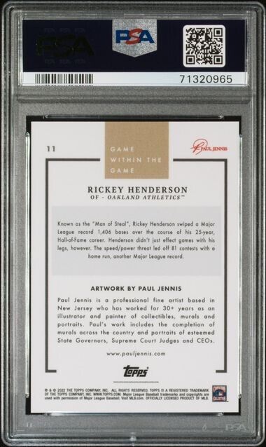 2022 Topps Game Within the Game Rickey Henderson Baseball Card #11 PSA 10