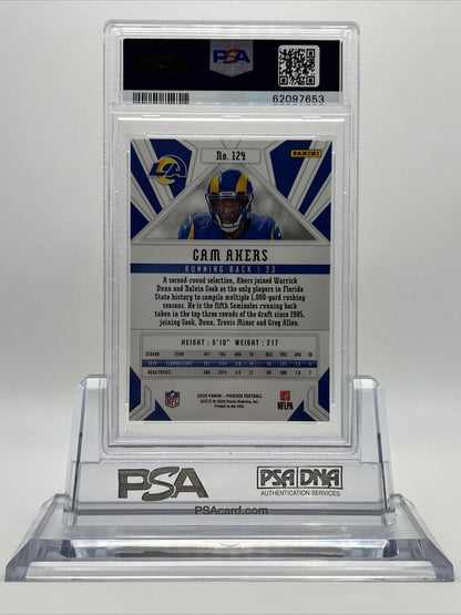2020 Panini Phoenix Fire Burst Cam Akers Rookie Football Card #124 PSA 9