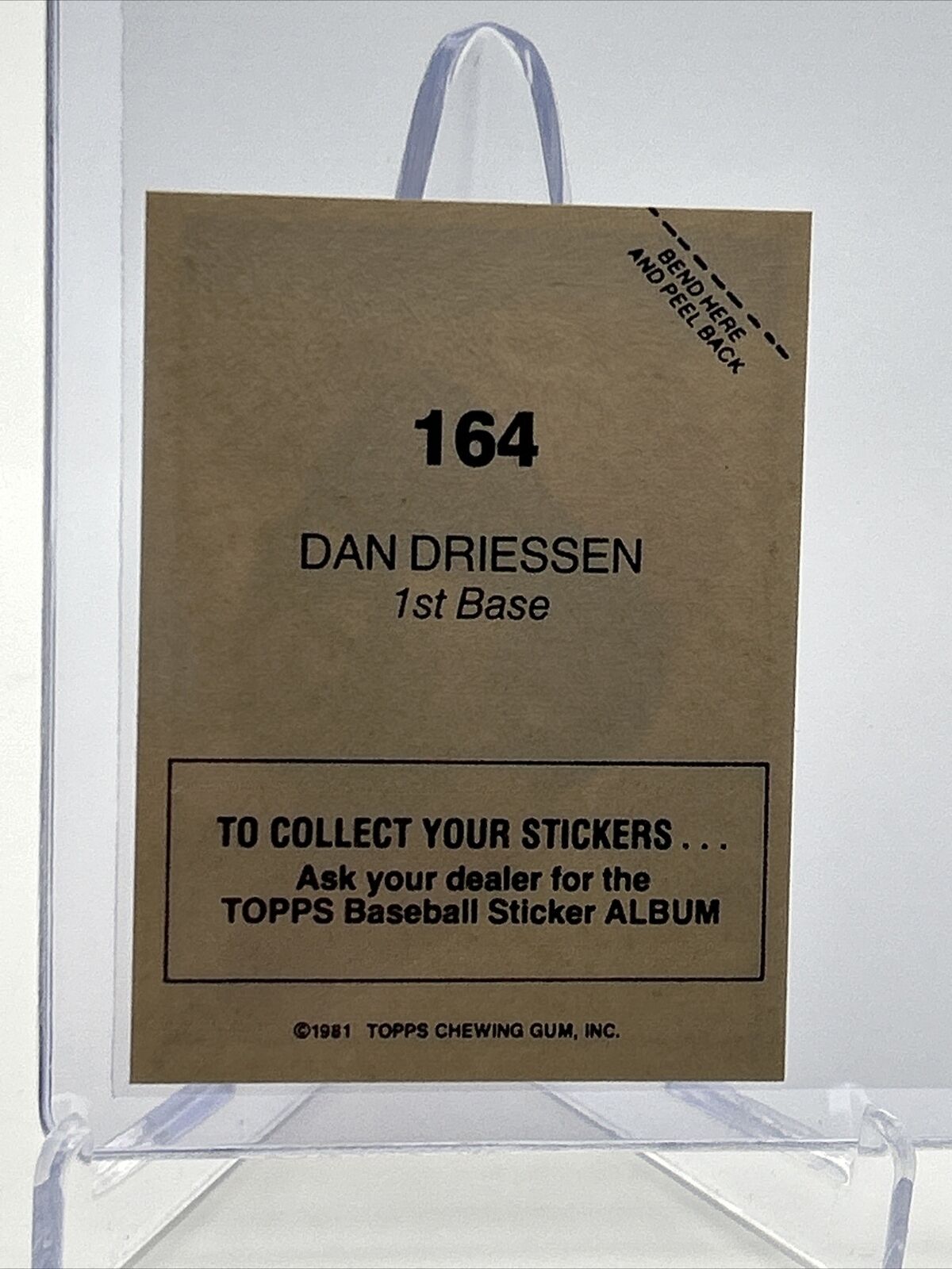 1981 Topps Stickers Dan Driessen Baseball Card #164 NM-Mint FREE SHIPPING
