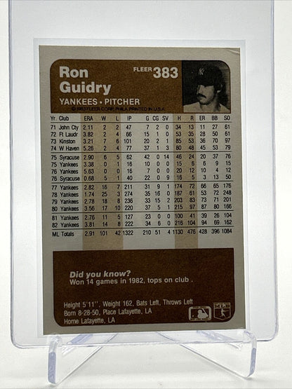 1983 Fleer Ron Guidry Baseball Card #383 NM-MT FREE SHIPPING