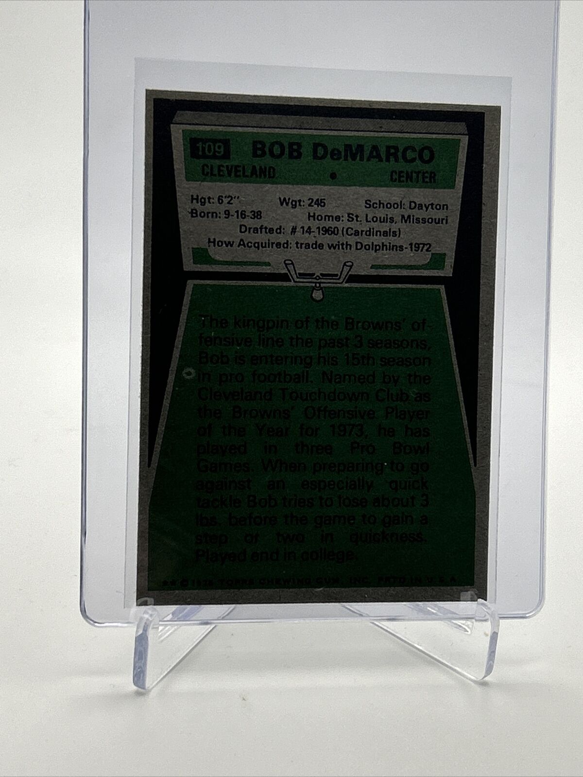 1975 Topps Bob DeMarco Football Card #109 NM Quality FREE SHIPPING