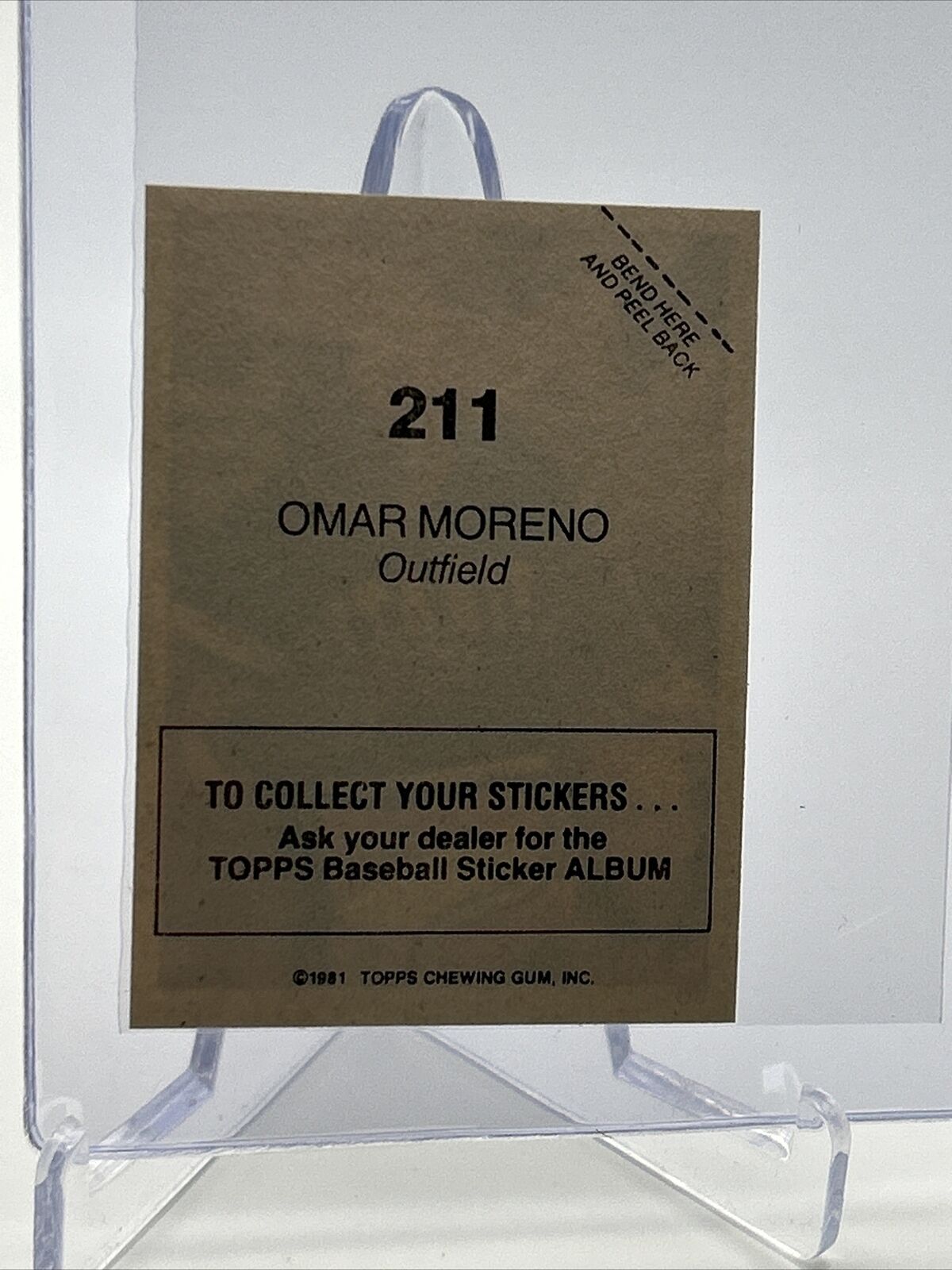 1981 Topps Stickers Omar Moreno Baseball Card #211 NM-Mint FREE SHIPPING