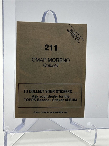 1981 Topps Stickers Omar Moreno Baseball Card #211 NM-Mint FREE SHIPPING