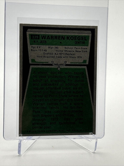 1975 Topps Warren Koegel Rookie Football Card #339 NM Quality FREE SHIPPING
