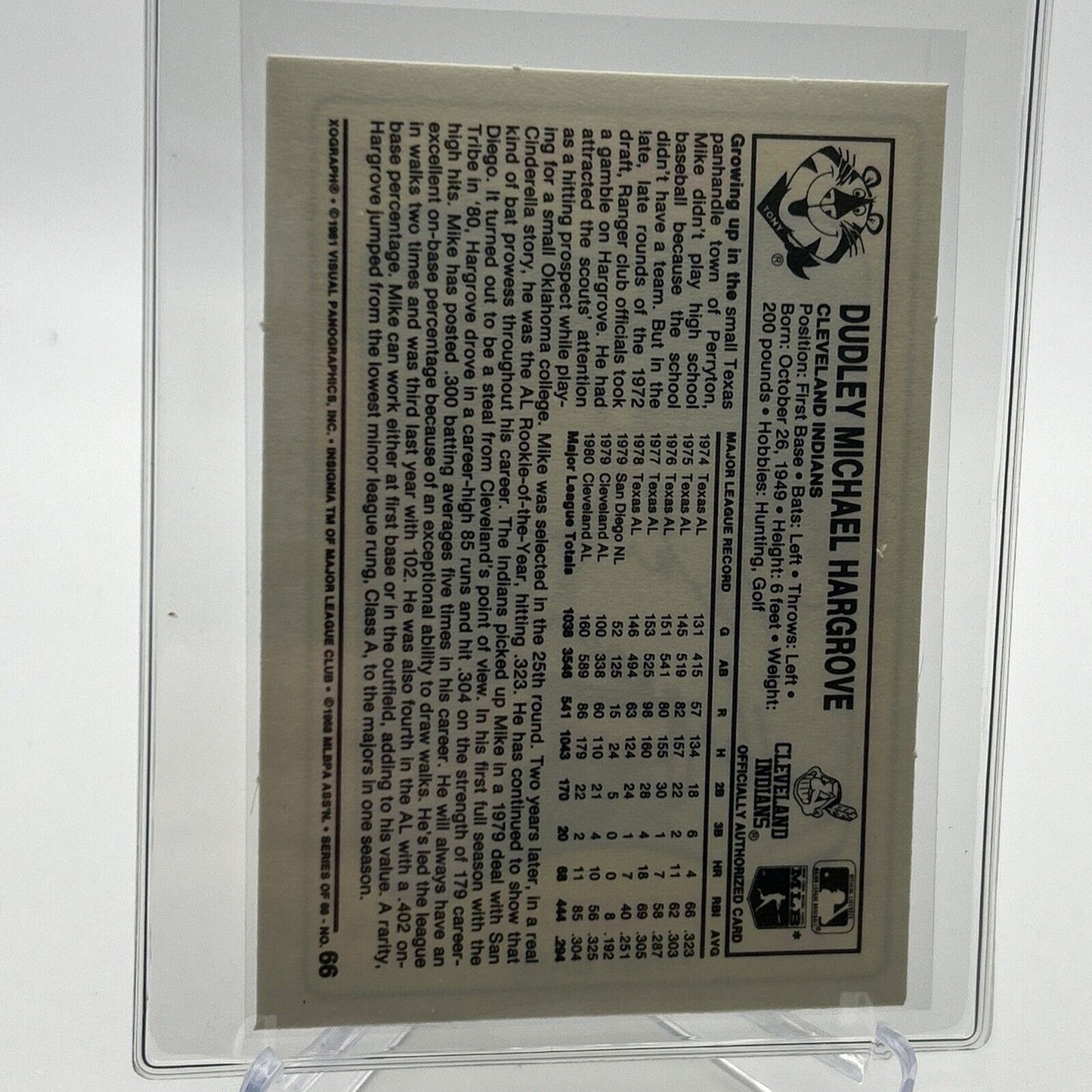 1981 Kellogg's Mike Hargrove Baseball Card #66 NM-Mint FREE SHIPPING