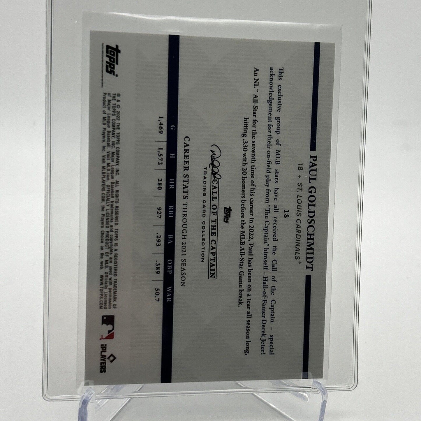 2022 Topps x Derek Jeter Paul Goldschmidt Baseball Card #18 Mint FREE SHIPPING
